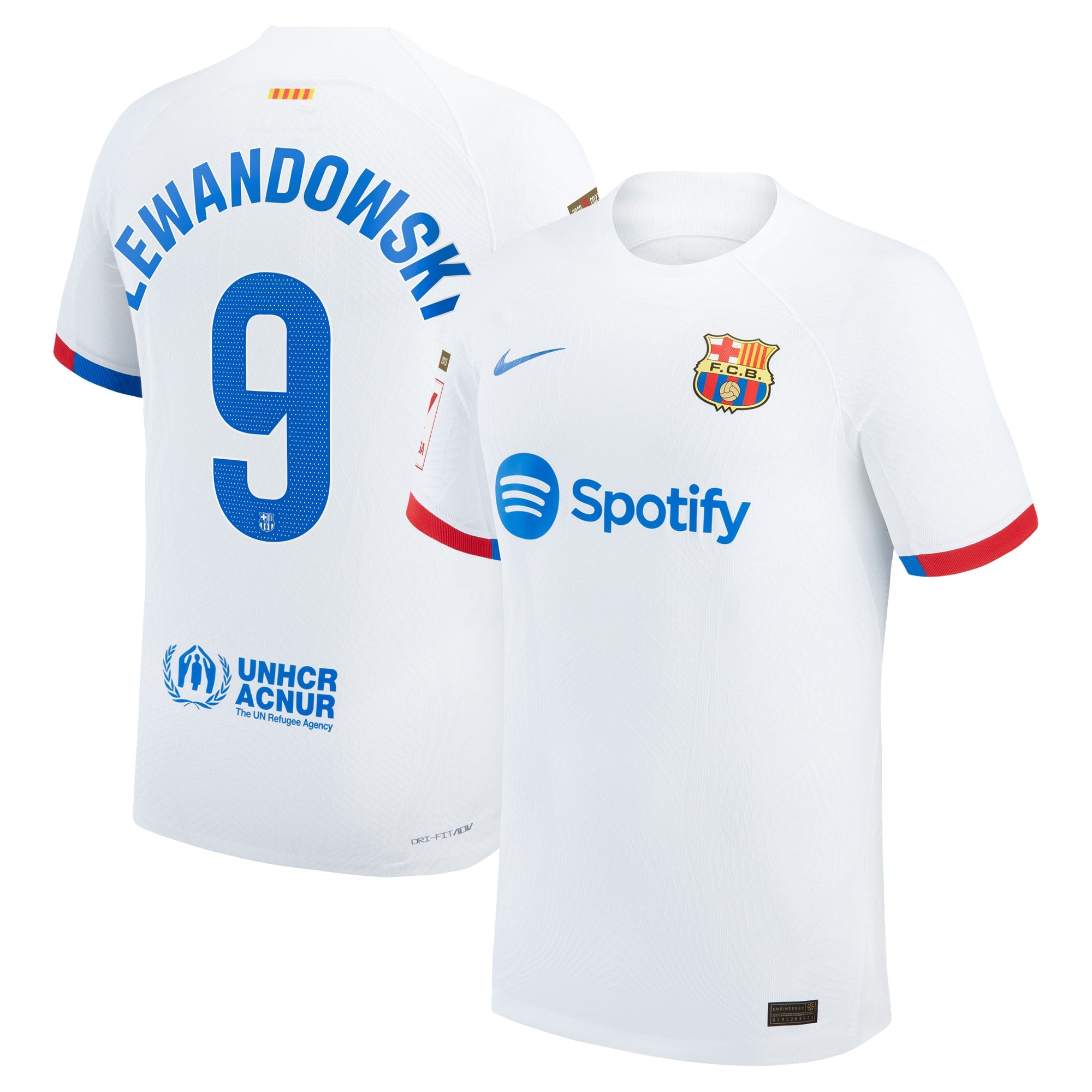 Robert Lewandowski Barcelona Nike 2023/24 Third Authentic Jersey - Aqua/Royal/White