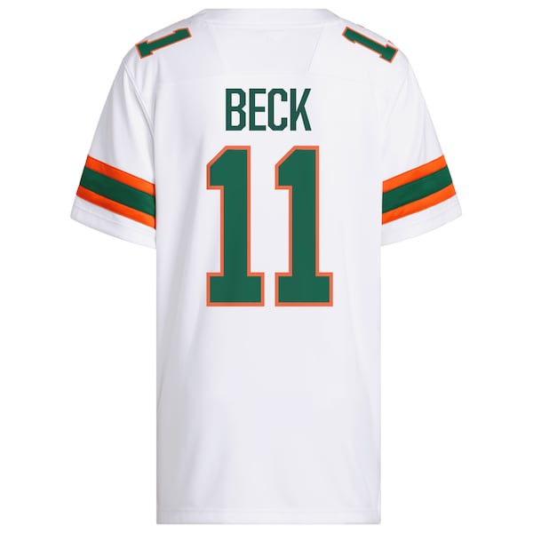 Men's adidas Carson Beck White Miami Hurricanes White NIL Football Player Jersey
