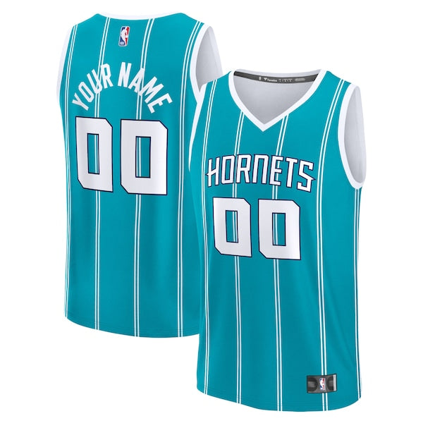 Charlotte Hornets  Youth Fast Break Custom Replica Jersey - Teal  - Icon Edition