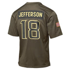 Justin Jefferson Minnesota Vikings Nike Youth 2025 Salute to Service Game Jersey - Olive