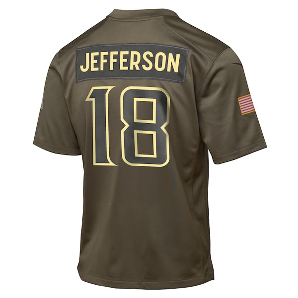 Justin Jefferson Minnesota Vikings Nike Youth 2025 Salute to Service Game Jersey - Olive