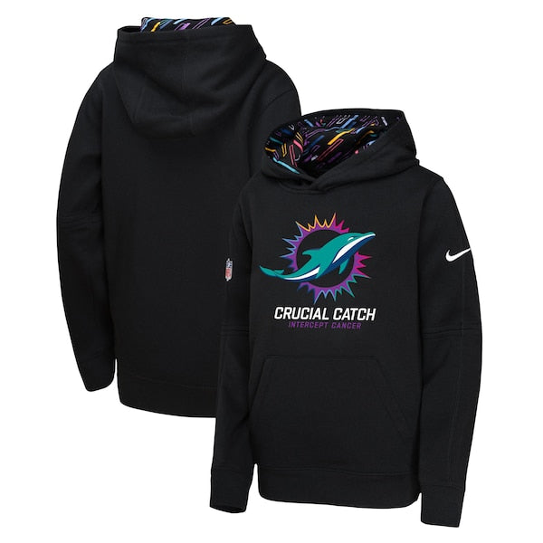 Miami Dolphins Nike Youth 2024 NFL Crucial Catch Pullover Hoodie - Black