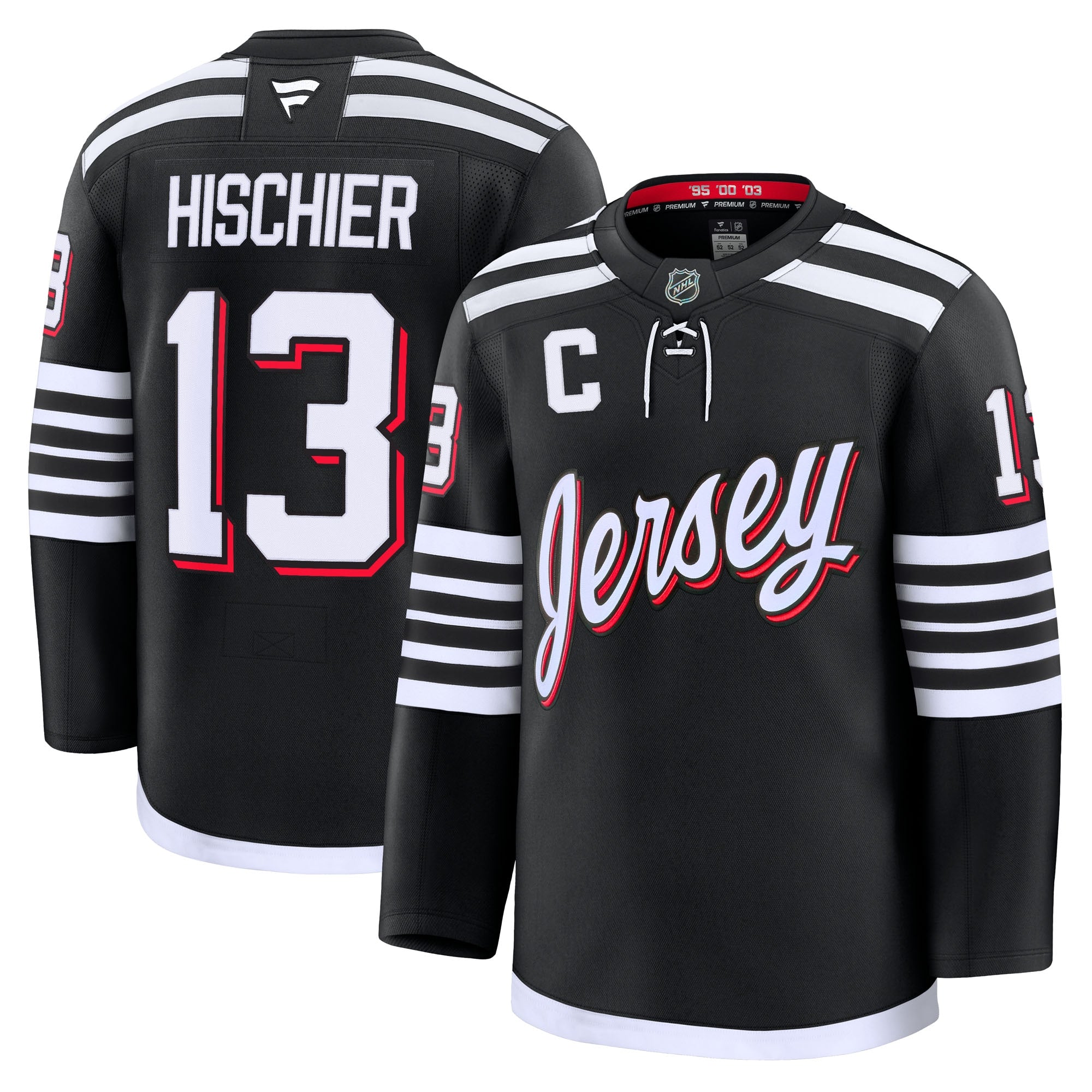 Nico Hischier New Jersey Devils  Away Premium Jersey - White/Black/Red