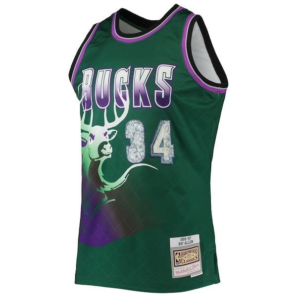Ray Allen Milwaukee Bucks 1996/97 Hardwood Classics NBA 75th Anniversary Diamond Swingman Jersey - Green