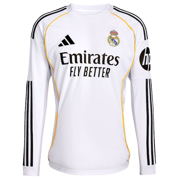 Los Merengues adidas 2025/26 Home Replica Long Sleeve Jersey - White/Blue
