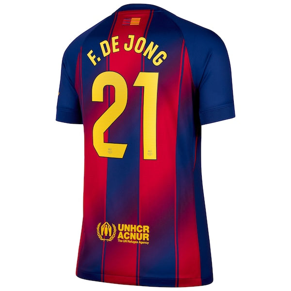 Frenkie de Jong Barcelona Nike Women's 2025/26 Home Replica Jersey - Navy/Gold
