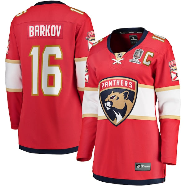 Aleksander Barkov Florida Panthers  Women's Home 2024 Stanley Cup Champions Breakaway Player Jersey – Red