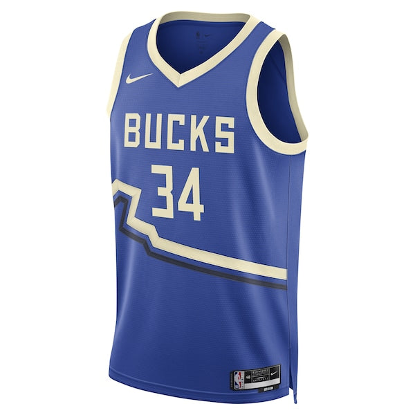Giannis Antetokounmpo Milwaukee Bucks Nike Unisex 2024/25 Swingman Player Jersey - City Edition - Royal