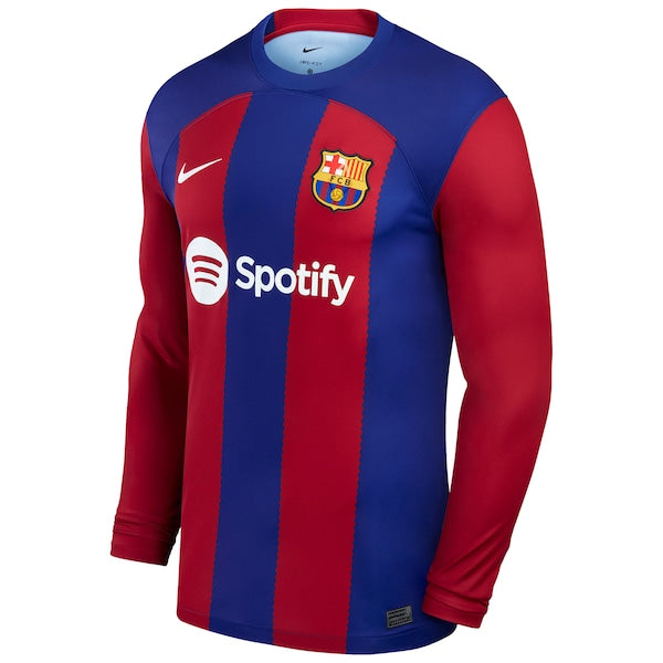 Frenkie de Jong Barcelona Nike 2023/24 Home Replica Long Sleeve Jersey - Royal