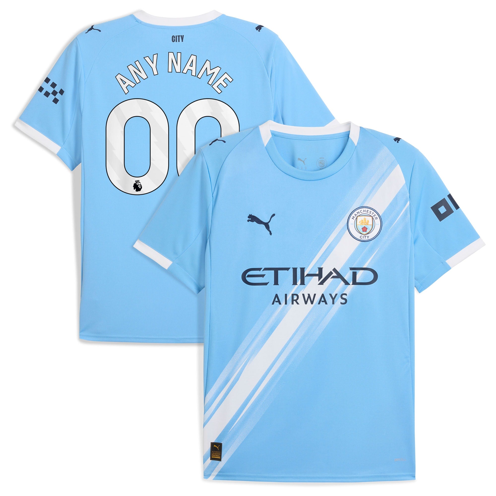 Manchester City Puma 2025/26 Away Replica Custom Jersey - Black/Light Blue/Green