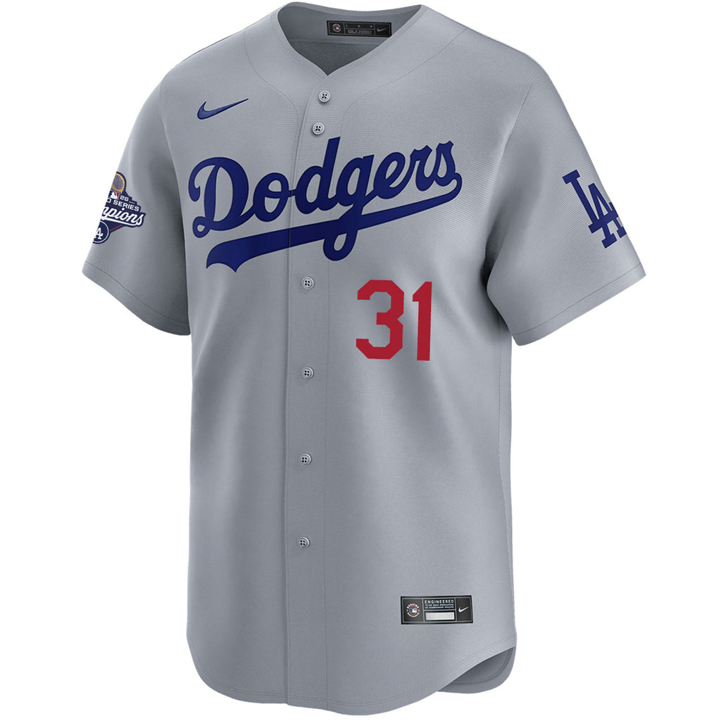 Tyler GlasnowLos Angeles Dodgers Nike 2025 World Series Champions Home Replica Jersey - Grey