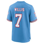 Malik Willis Tennessee Titans Nike Oilers Throwback Alternate Game Player Jersey - Light Blue/Navy