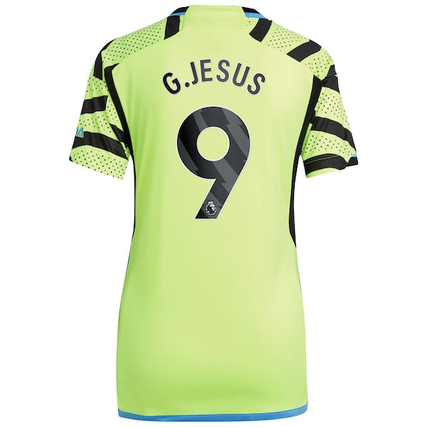 Gabriel Jesus Arsenal adidas Women's 2023/24 Away Replica Player Jersey - Yellow/Green/Red