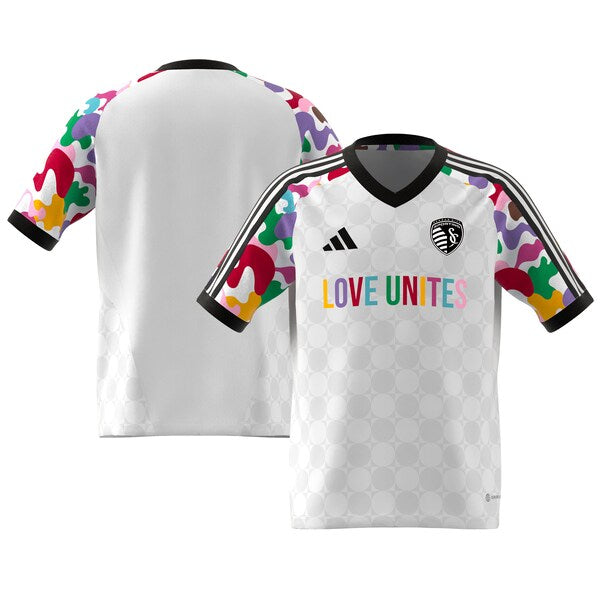 Sporting Kansas City adidas Youth 2024 Pride Pre-Match Top - White