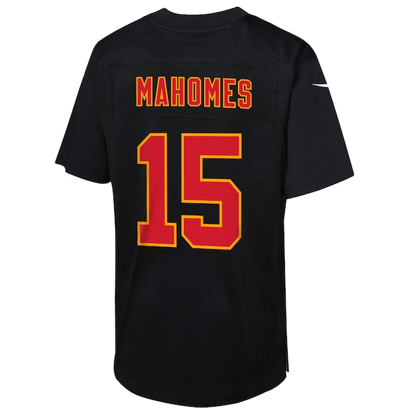 Patrick Mahomes Kansas City Chiefs Nike Youth Super Bowl LIX Patch Fashion Game Jersey - Carbon Black