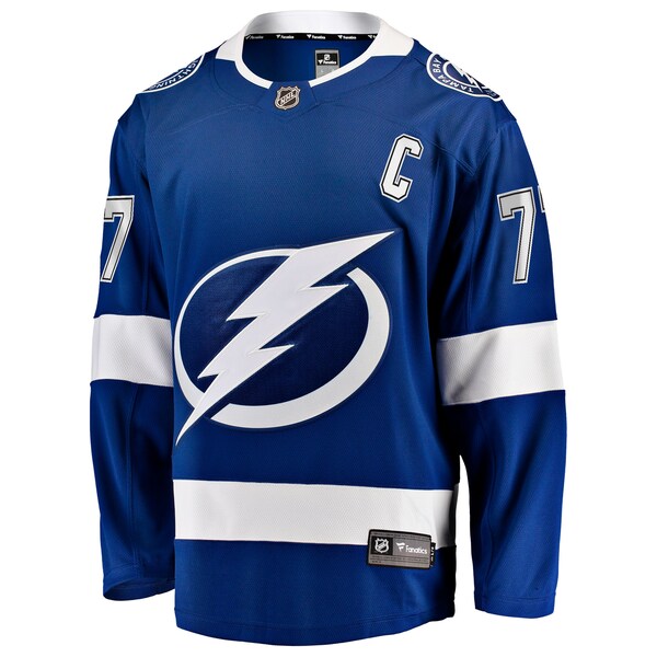 Victor Hedman Tampa Bay Lightning  Home Captain Patch Breakaway Jersey - Blue