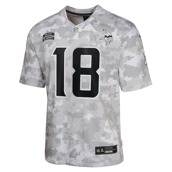 Justin Jefferson Minnesota Vikings Nike Youth 2024 Salute to Service Game Jersey - Arctic Camo