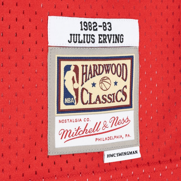 Julius Erving Philadelphia 76ers Hardwood Classics 1982/83 Split Swingman Jersey - Royal/Red