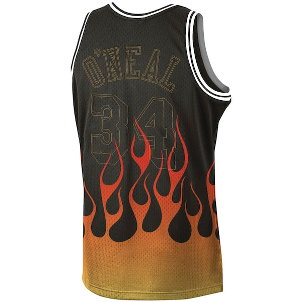 Shaquille O'Neal Los Angeles Lakers 1996-97 Hardwood Classics Flames Swingman Jersey - Black