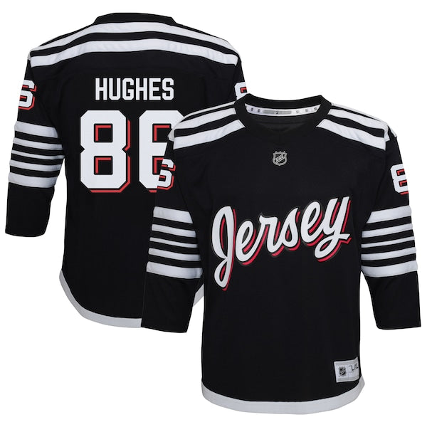 Jack Hughes New Jersey Devils Youth Alternate Replica Player Jersey - Black/Red