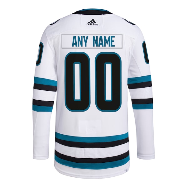 San Jose Sharks adidas  Away  Primegreen Authentic Custom Jersey - White