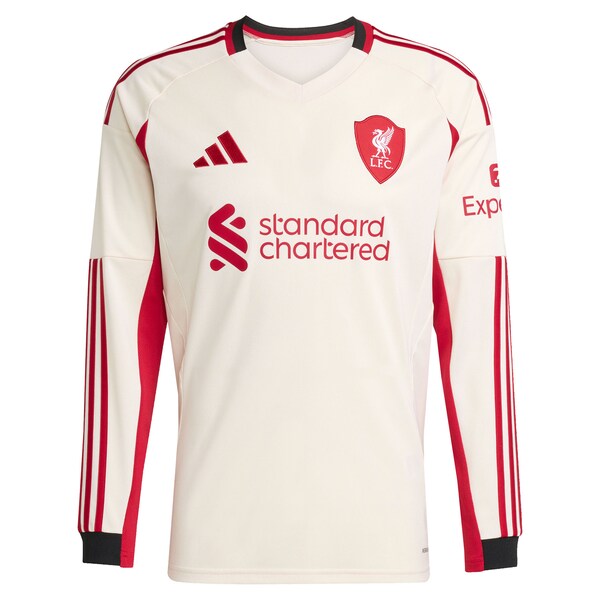 Liverpool adidas 2025/26 Away Replica Long Sleeve Jersey - White/Red/Green