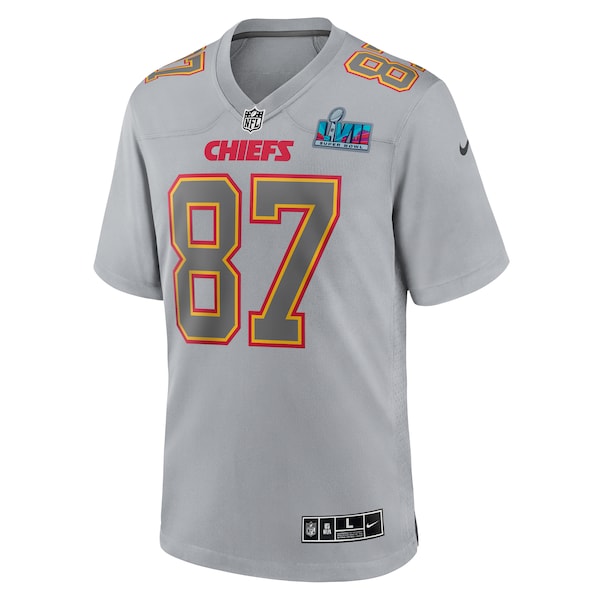 Travis Kelce Kansas City Chiefs Nike Super Bowl LVII Patch Atmosphere Fashion Game Jersey - Gray