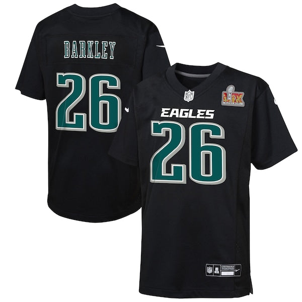 Saquon Barkley Philadelphia Eagles Nike Toddler Super Bowl LIX Patch Fashion Game Player Jersey - Carbon Black