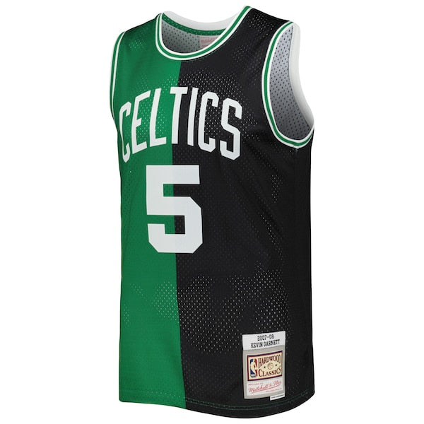 Kevin Garnett Boston Celtics Hardwood Classics 2007/08 Split Swingman Jersey - Black/Kelly Green