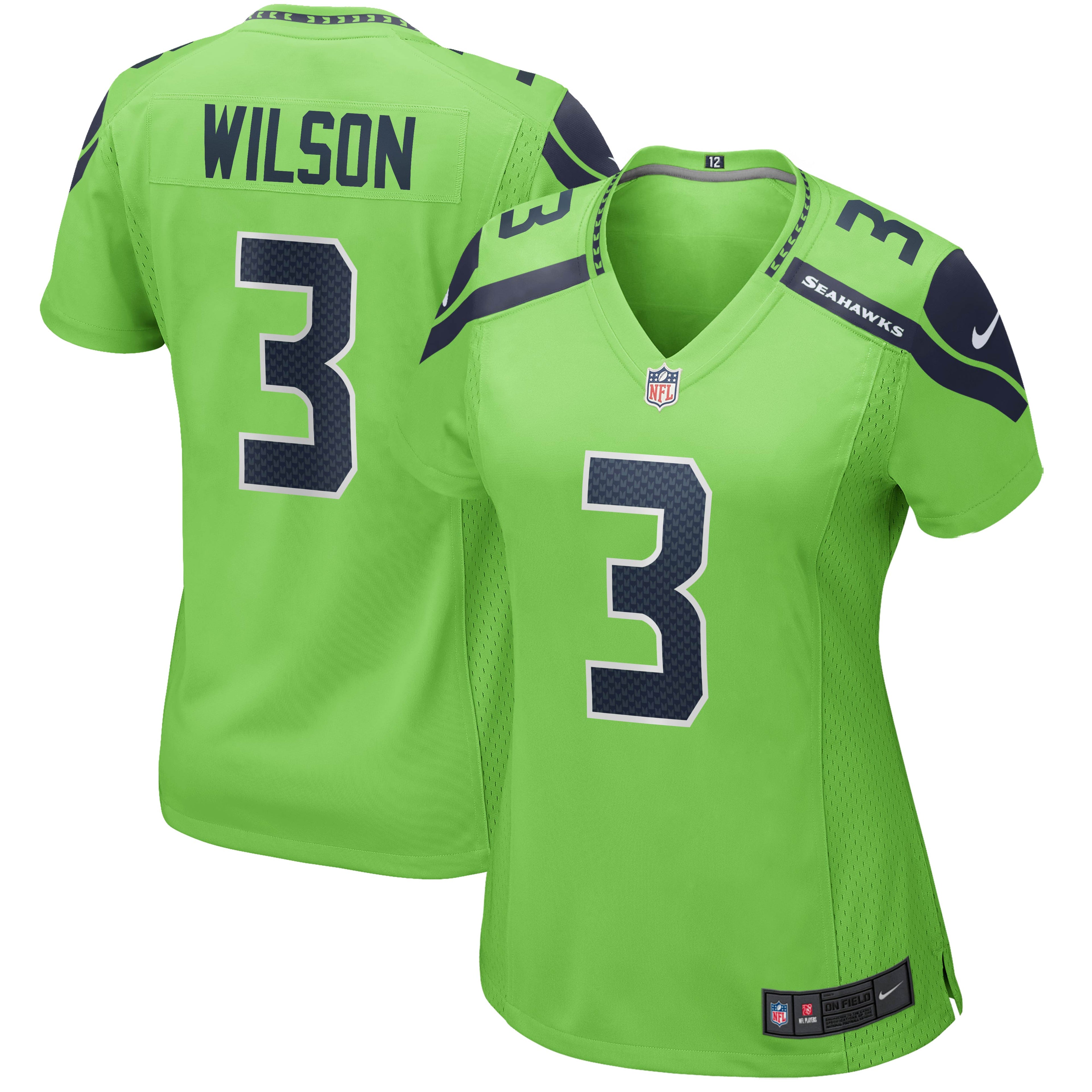 Russell Wilson Seattle Seahawks Nike Women's Game Player Jersey - College Navy/Neon Green
