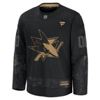 San Jose Sharks  2024 Military Appreciation Personalized Long Sleeve Practice Jersey - Black