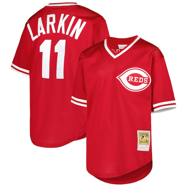 Barry Larkin Cincinnati Reds Youth Cooperstown Collection Mesh Batting Practice Jersey - Red