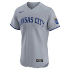 Kansas City Royals Nike Road Vapor Premier Elite Patch Jersey - Gray