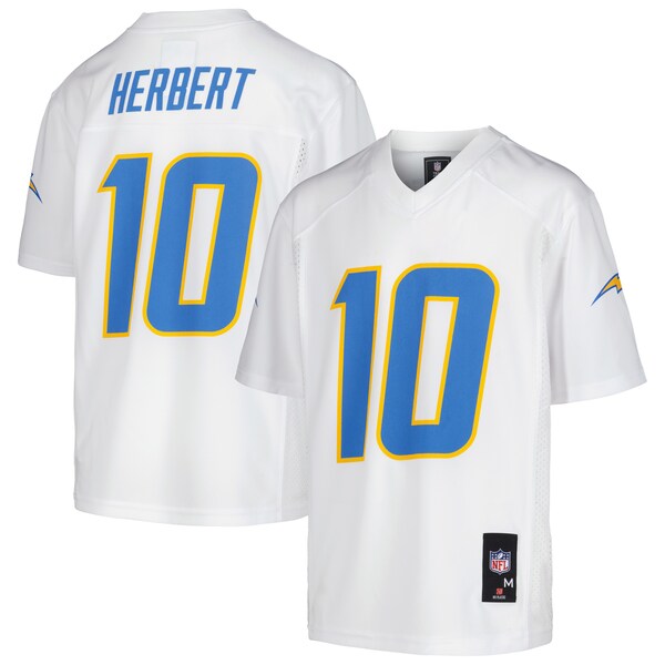 Justin Herbert Los Angeles Chargers Youth Replica Player Jersey - White/Powder Blue