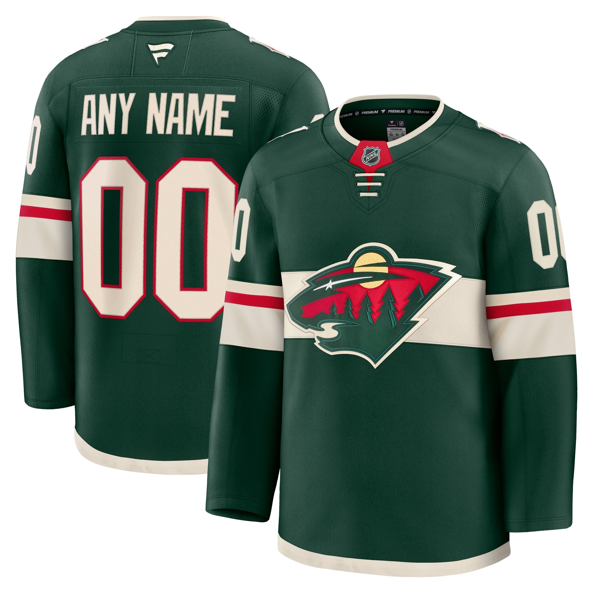 Minnesota Wild  Away Premium Custom Jersey - White/Green