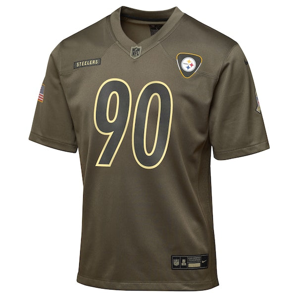 T.J. Watt Pittsburgh Steelers Nike Youth 2025 Salute to Service Game Jersey - Olive