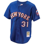 Mike Piazza New York Mets Cooperstown Collection Mesh Batting Practice Button-Up Jersey - Royal/Black/Orange