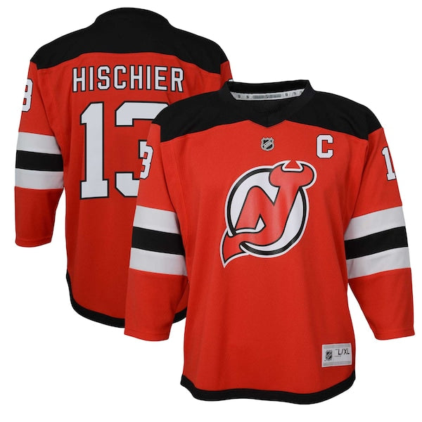 Nico Hischier New Jersey Devils Youth Captain Patch Home Replica Player Jersey - Red