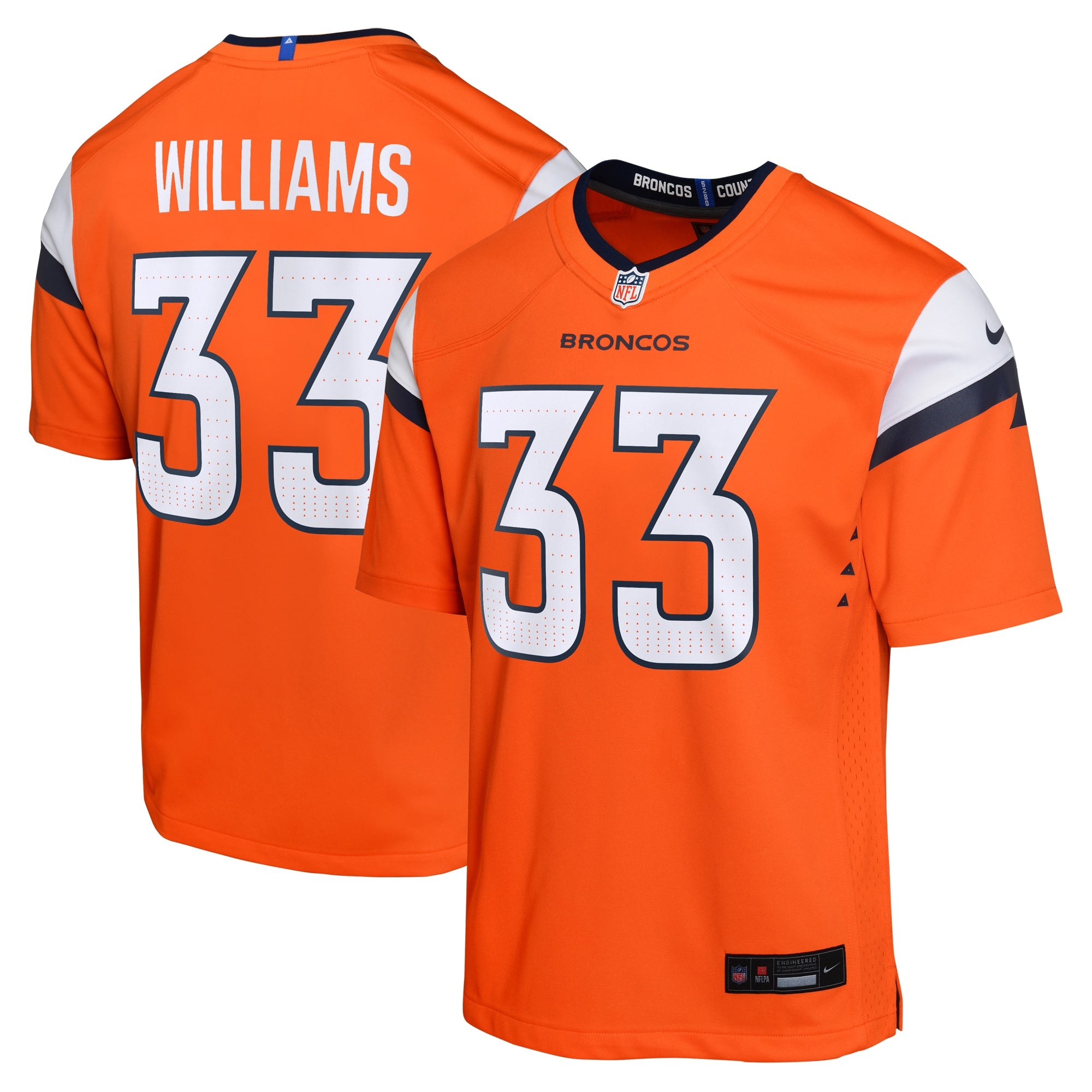 Javonte Williams Denver Broncos Nike Youth Alternate Game Jersey - Navy/Orange