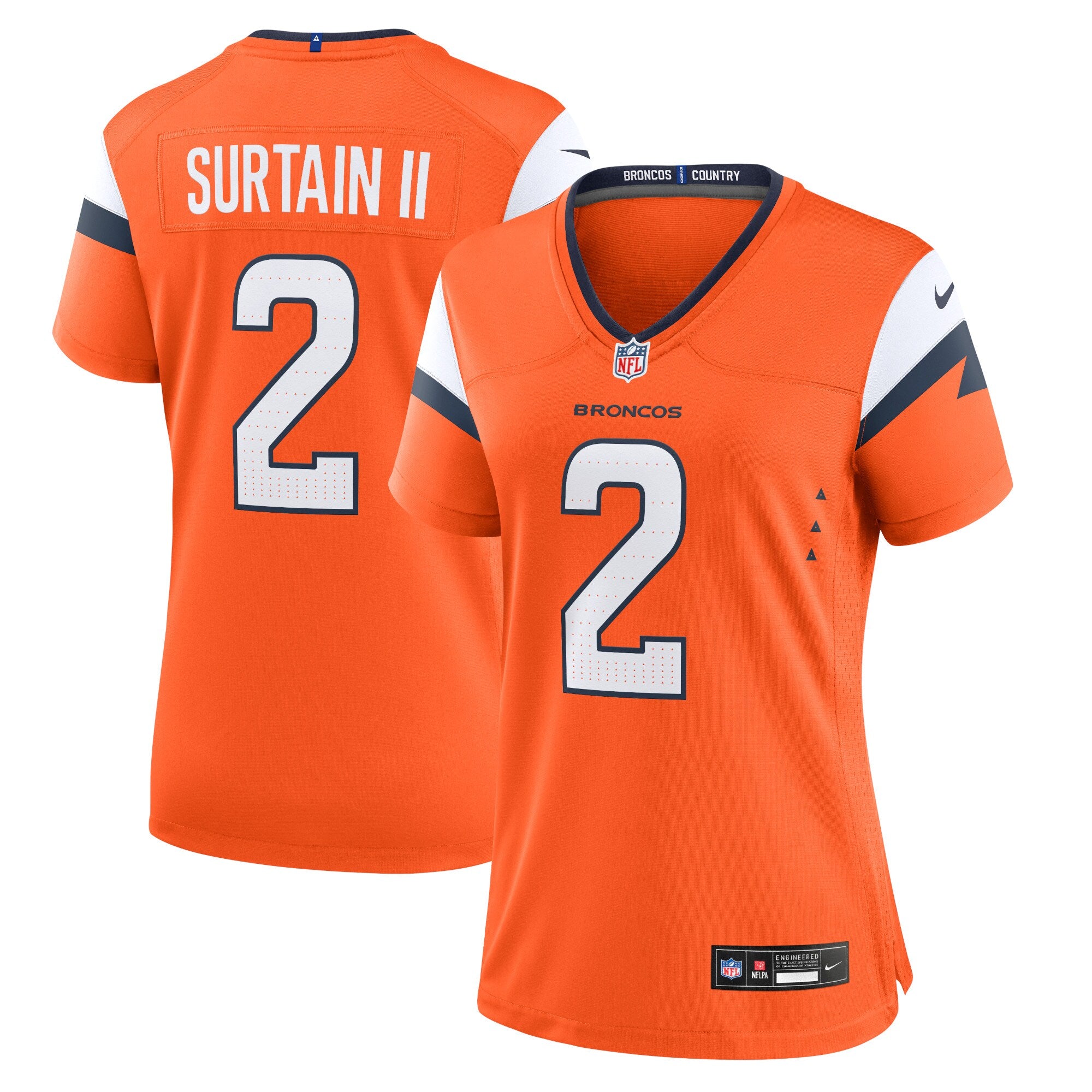 Patrick Surtain II Denver Broncos Nike Women's Game Jersey - White/Navy/Orange