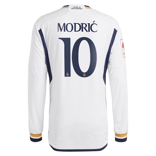 Luka Modric Los Merengues adidas Home 2023/24 Authentic Long Sleeve Jersey - White