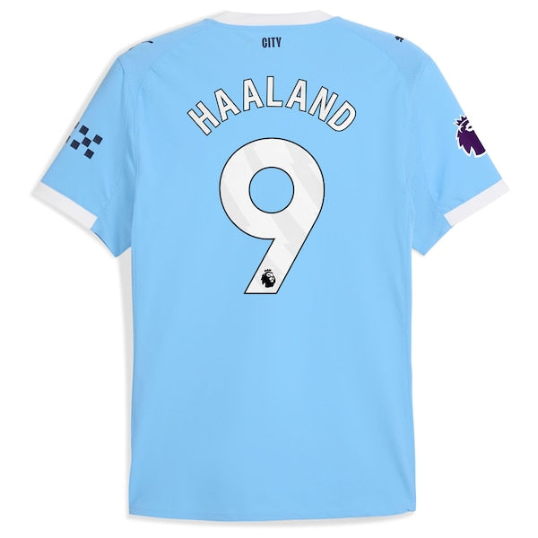 Erling Haaland Manchester City Puma 2025/26 Home Authentic Player Jersey - Sky Blue/Green