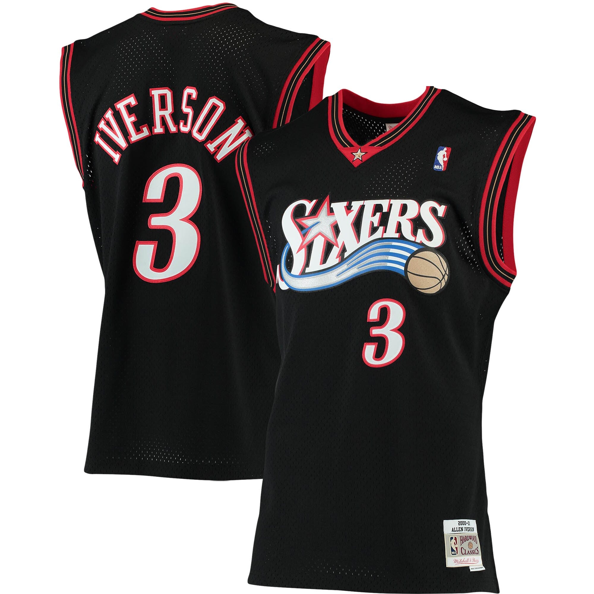 Allen Iverson Philadelphia 76ers 1996/97 Big & Tall Hardwood Classics Swingman Jersey - Red/Black/Royal/White