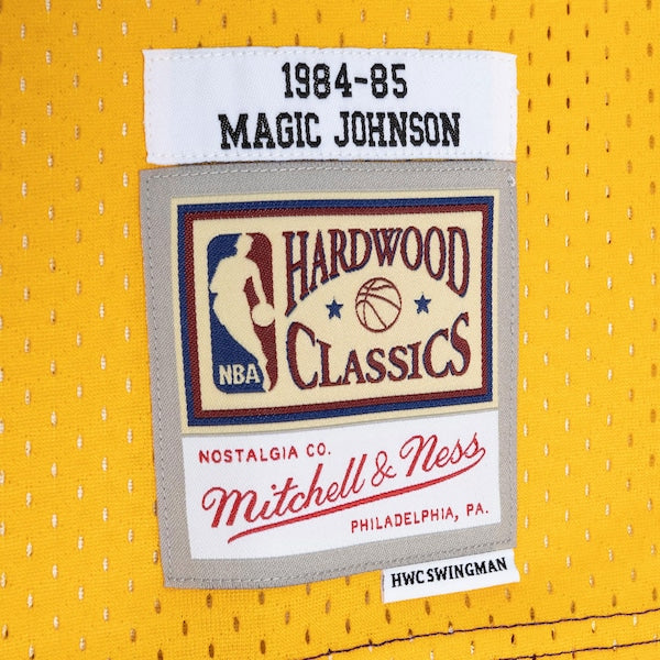 Magic Johnson Los Angeles Lakers Hardwood Classics 1984/85 Split Swingman Jersey - Purple/Gold