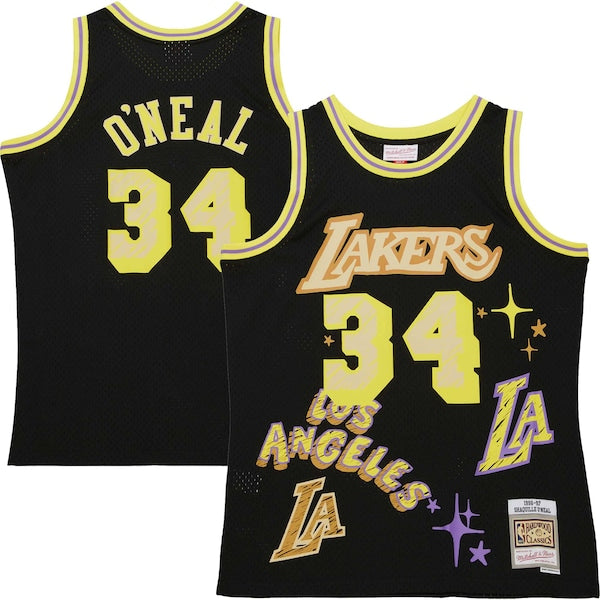 Shaquille O'Neal Los Angeles Lakers  1996/97 Swingman Sidewalk Sketch Jersey - Black