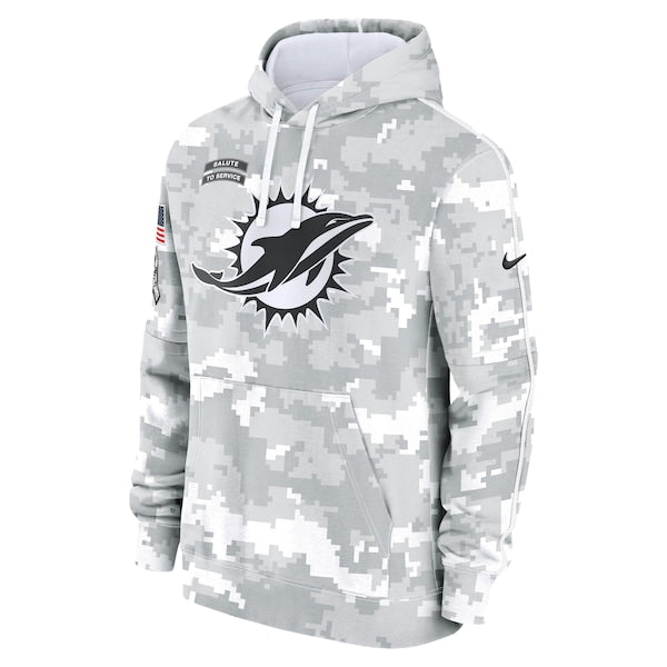 Miami Dolphins Nike 2024 Salute to Service Club Fleece Pullover Hoodie - Arctic Camo