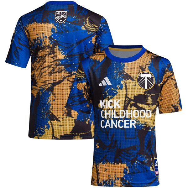 Portland Timbers adidas Youth 2024 MLS Works Kick Childhood Cancer x Marvel Pre-Match Top - Royal