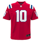 Drake Maye New England Patriots Nike Youth Alternate Game Jersey - Red/White