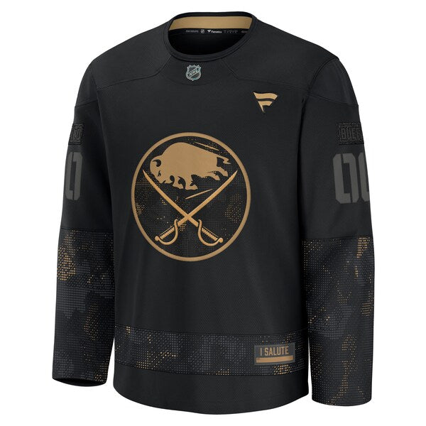 Buffalo Sabres  2024 Military Appreciation Personalized Long Sleeve Practice Jersey - Black