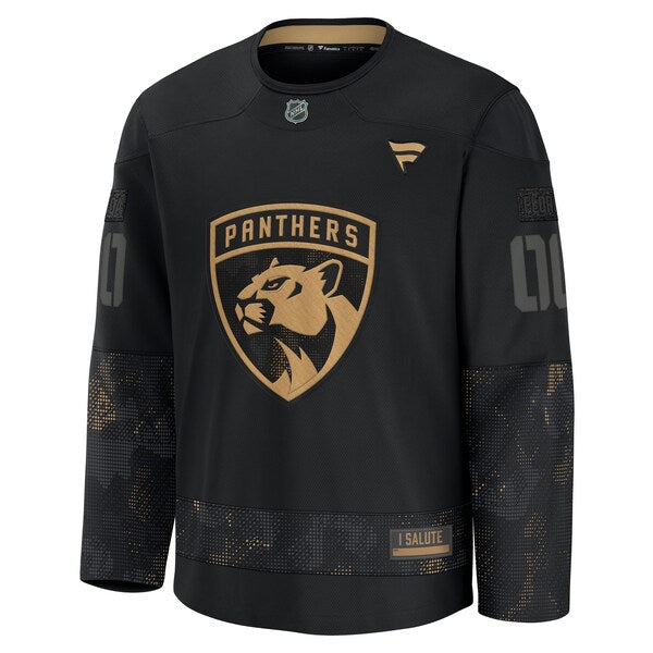 Florida Panthers  2024 Military Appreciation Personalized Long Sleeve Practice Jersey - Black